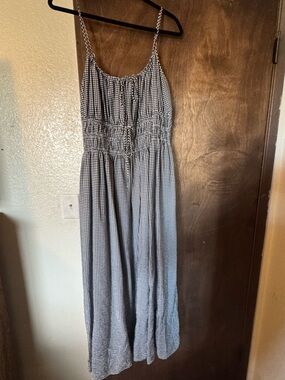 Gingham Spaghetti Strap Maxi Dress in Black and White